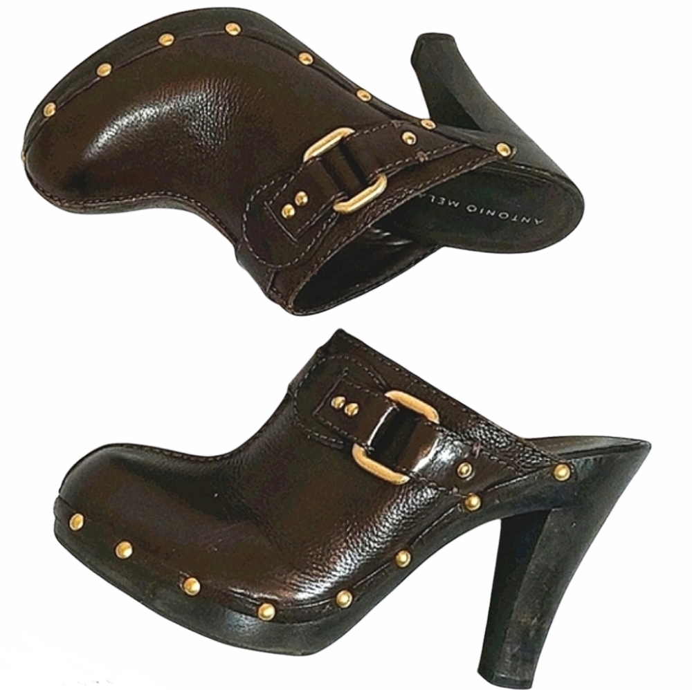 Antonio Melani Studded Leather Clogs